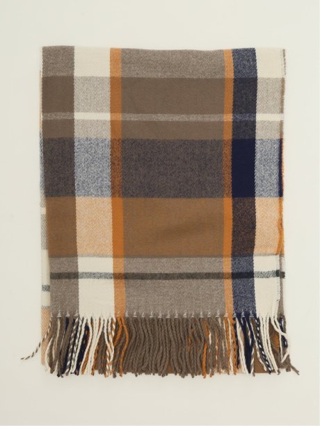 ハンドウォッシャブル チェック柄 大判ストール