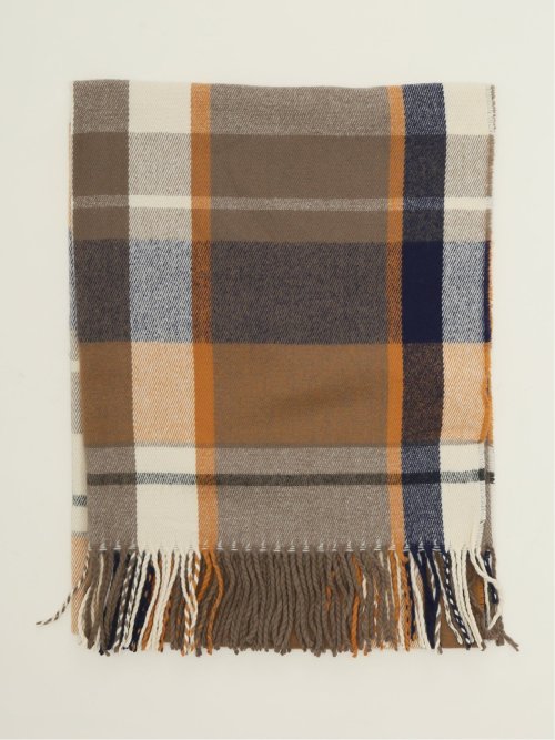 ハンドウォッシャブル チェック柄 大判ストール