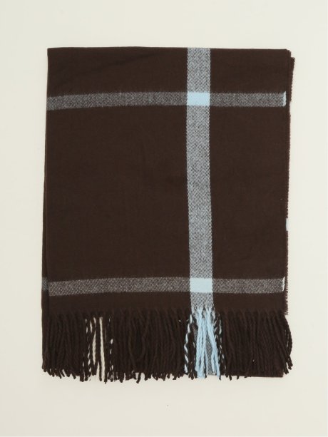 ハンドウォッシャブル チェック柄 大判ストール