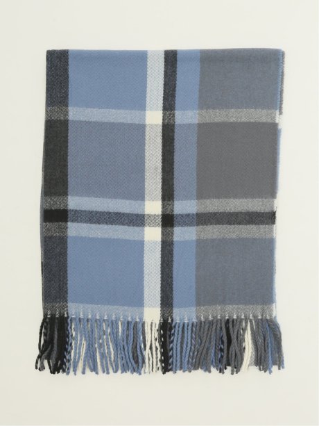 ハンドウォッシャブル チェック柄 大判ストール