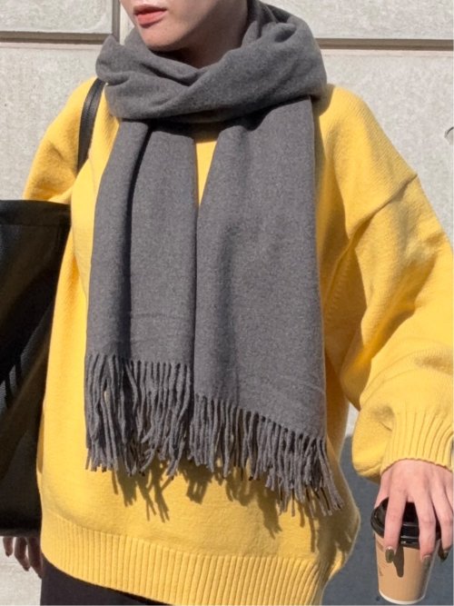 ドロー/DRAW レーヨン混 フリンジ付きマフラー （ユニセックス）