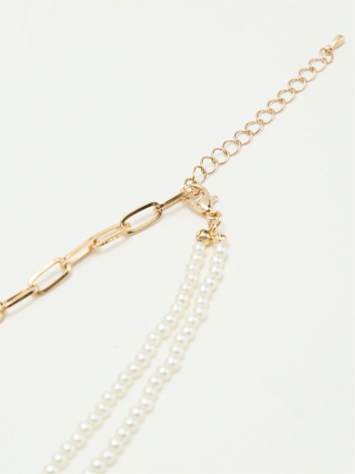 パール×チェーン ショートネックレス