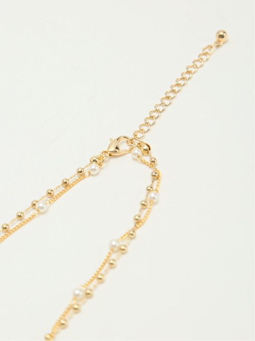 パール付き ショート2連ネックレス