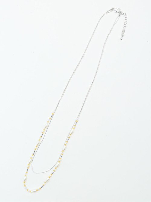 パール付 2連ロングネックレス